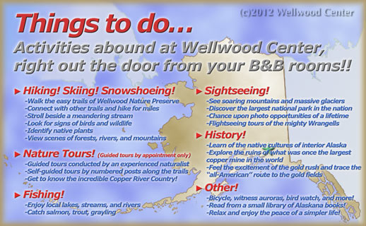 Wellwood Bed an Breakfast is in the beautiful Copper River Valley of Alaska